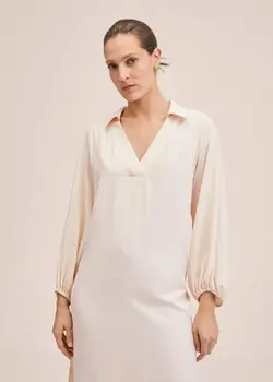 پیراهن میدی زنانه سفید تیره منگو