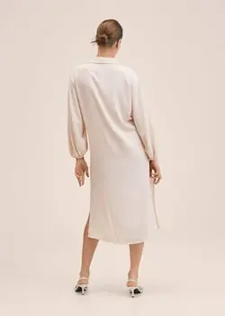 پیراهن میدی زنانه سفید تیره منگو