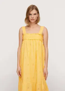 پیراهن میدی زنانه زرد پاستیلی منگو