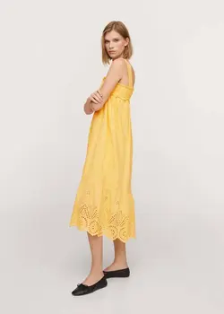 پیراهن میدی زنانه زرد پاستیلی منگو