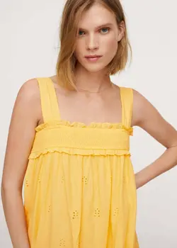 پیراهن میدی زنانه زرد پاستیلی منگو