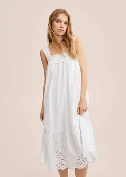 پیراهن میدی زنانه سفید منگو