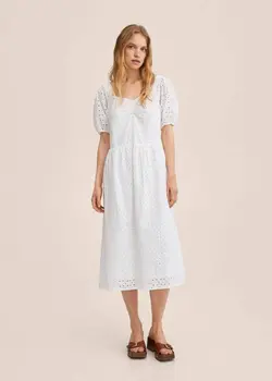 پیراهن میدی زنانه سفید منگو