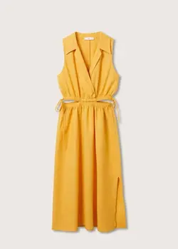 پیراهن میدی زنانه رنگ خردل منگو