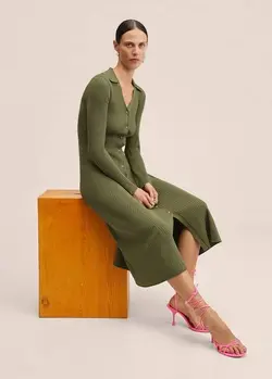 پیراهن میدی زنانه خاکی منگو