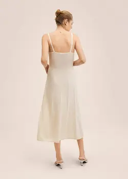 پیراهن میدی زنانه شن و ماسه بژ منگو