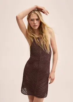 پیراهن کوتاه زنانه قهوه ای منگو