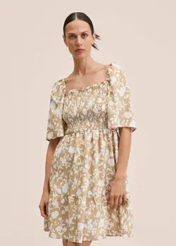 پیراهن کوتاه زنانه بژ منگو