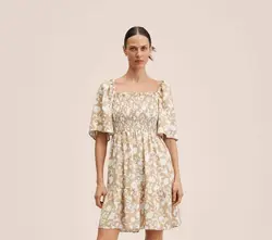 پیراهن کوتاه زنانه بژ منگو