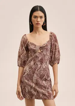 پیراهن کوتاه زنانه قهوه ای منگو