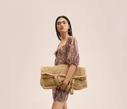 پیراهن کوتاه زنانه قهوه ای منگو