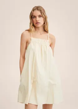 پیراهن کوتاه زنانه سفید تیره منگو