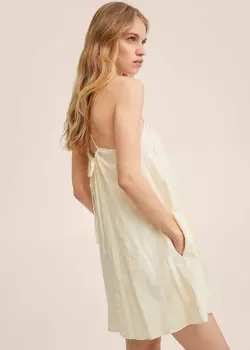 پیراهن کوتاه زنانه سفید تیره منگو