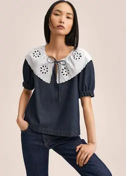 بلوز زنانه آبی تیره منگو