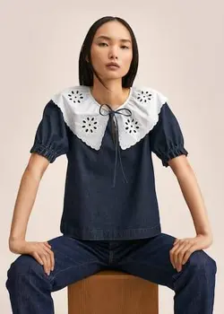 بلوز زنانه آبی تیره منگو