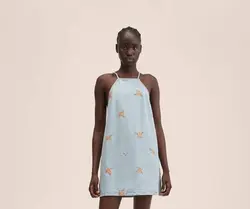 پیراهن کوتاه زنانه آبی منگو