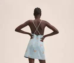 پیراهن کوتاه زنانه آبی منگو