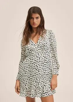 پیراهن کوتاه زنانه سفید تیره منگو