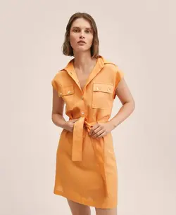 پیراهن کوتاه زنانه نارنجی منگو