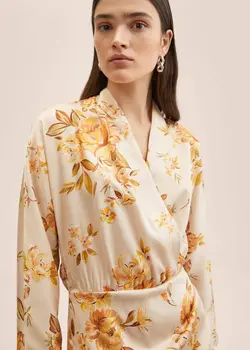 پیراهن بلند زنانه سفید تیره منگو