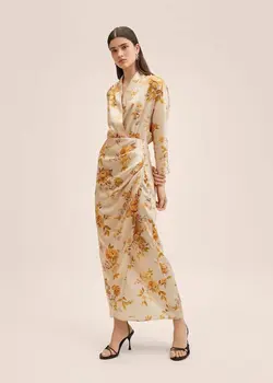 پیراهن بلند زنانه سفید تیره منگو