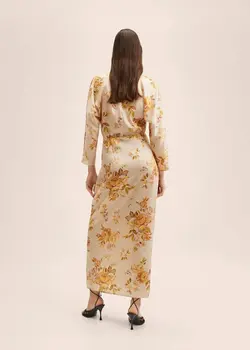 پیراهن بلند زنانه سفید تیره منگو