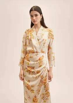 پیراهن بلند زنانه سفید تیره منگو