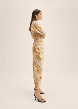 پیراهن بلند زنانه سفید تیره منگو