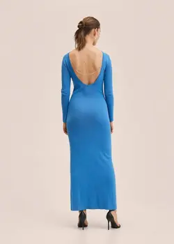 پیراهن بلند زنانه آبی منگو