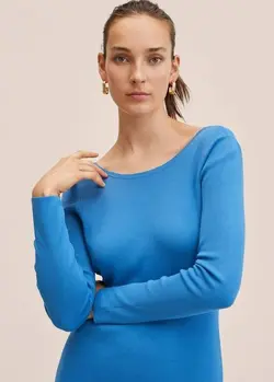 پیراهن بلند زنانه آبی منگو