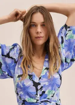 پیراهن بلند زنانه آبی منگو