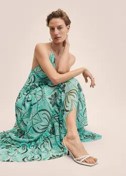 پیراهن بلند زنانه آبی منگو