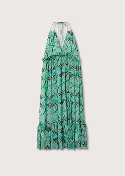 پیراهن بلند زنانه آبی منگو