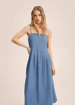 پیراهن میدی زنانه آبی منگو