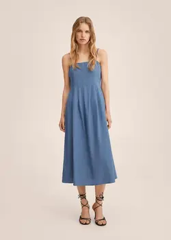 پیراهن میدی زنانه آبی منگو