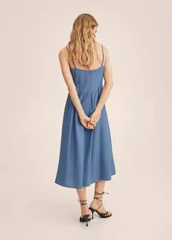 پیراهن میدی زنانه آبی منگو