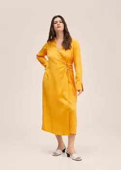 پیراهن میدی زنانه نارنجی منگو