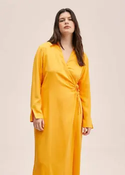 پیراهن میدی زنانه نارنجی منگو