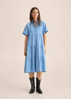 پیراهن میدی زنانه آبی منگو