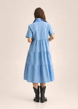 پیراهن میدی زنانه آبی منگو