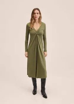 پیراهن میدی زنانه خاکی منگو