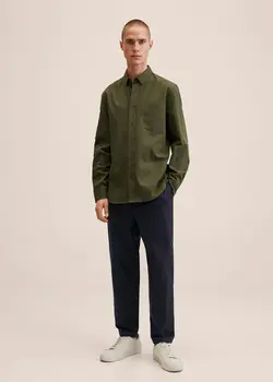 پیراهن مردانه خاکی منگو