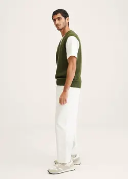 جلیقه بافت مردانه خاکی منگو