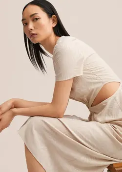 پیراهن میدی زنانه بژ منگو