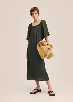 پیراهن بلند زنانه خاکی منگو