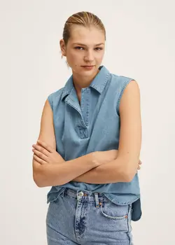 بلوز زنانه آبی منگو