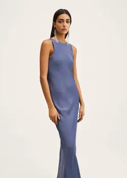 پیراهن بلند زنانه آبی منگو