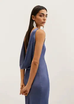 پیراهن بلند زنانه آبی منگو