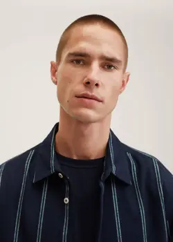 پیراهن مردانه سرمه ای منگو