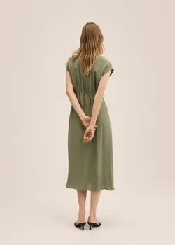 پیراهن میدی زنانه خاکی منگو